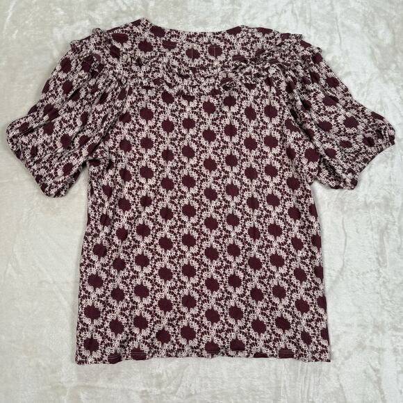 Nation LTD Women's Top Judith Yoked Tee Ikat V-neck Short Sleeve Size Small - Picture 5 of 8